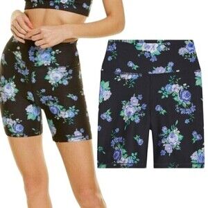New! WeWoreWhat Bike Short High Waist Golden Hour Black Floral Athletic Shorts